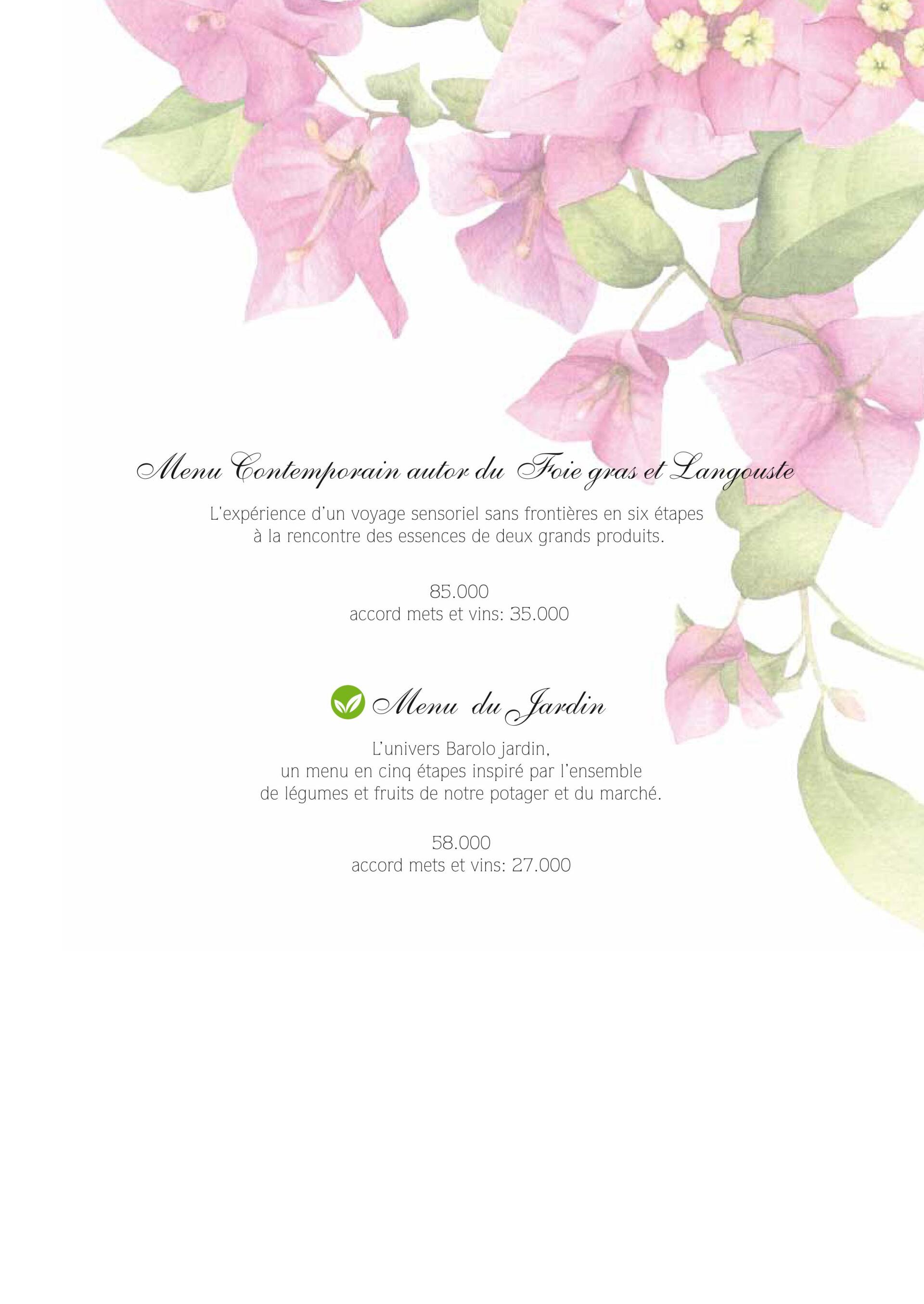 Invitation ornée de bougainvilliers roses ; détails de l'événement, logo et date.