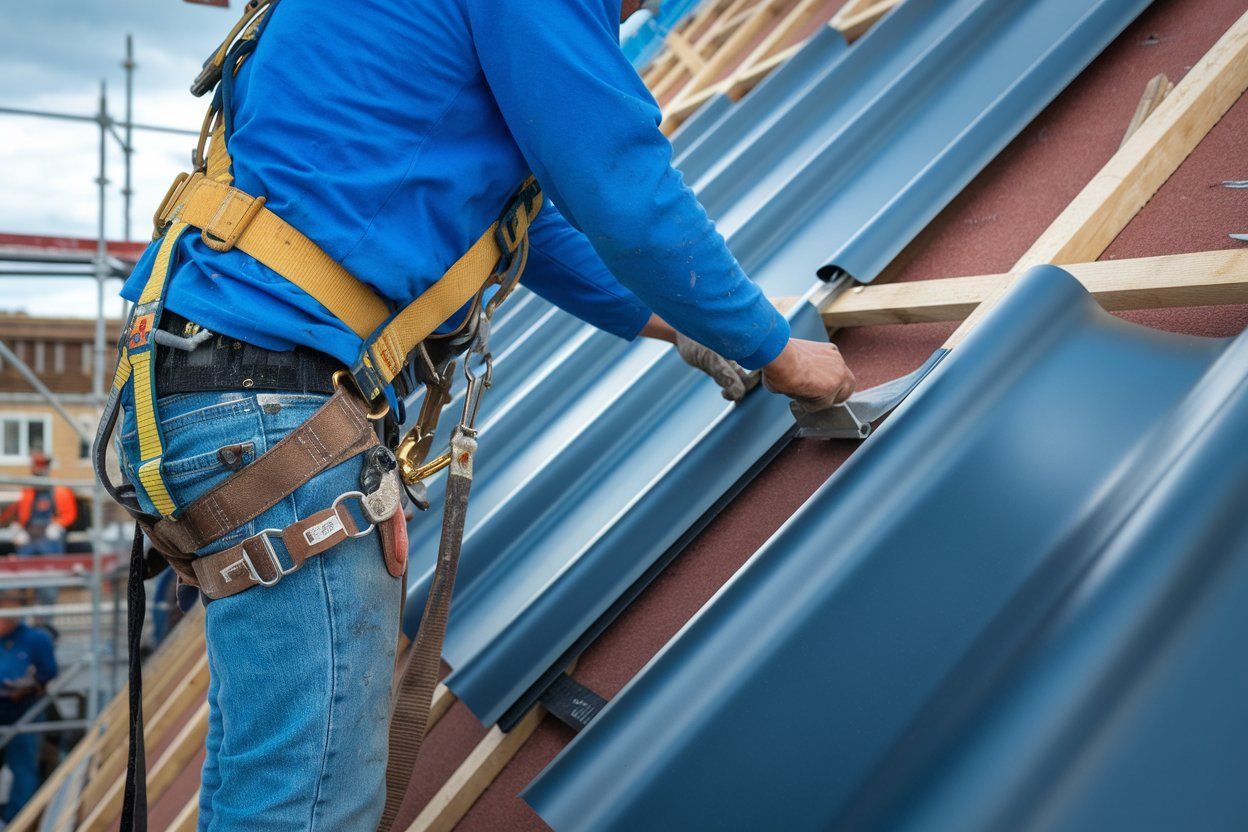 A skilled professional master meticulously covers the roof, ensuring precise craftsmanship and durable protection for the structure beneath.