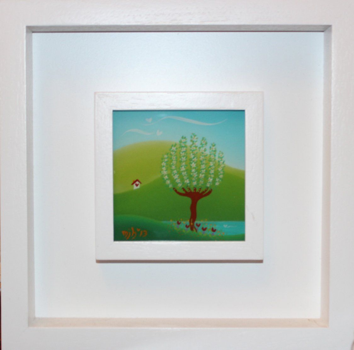 Reverse glass painting burgess hill artist Melanie hodge Spring blossom original oil 