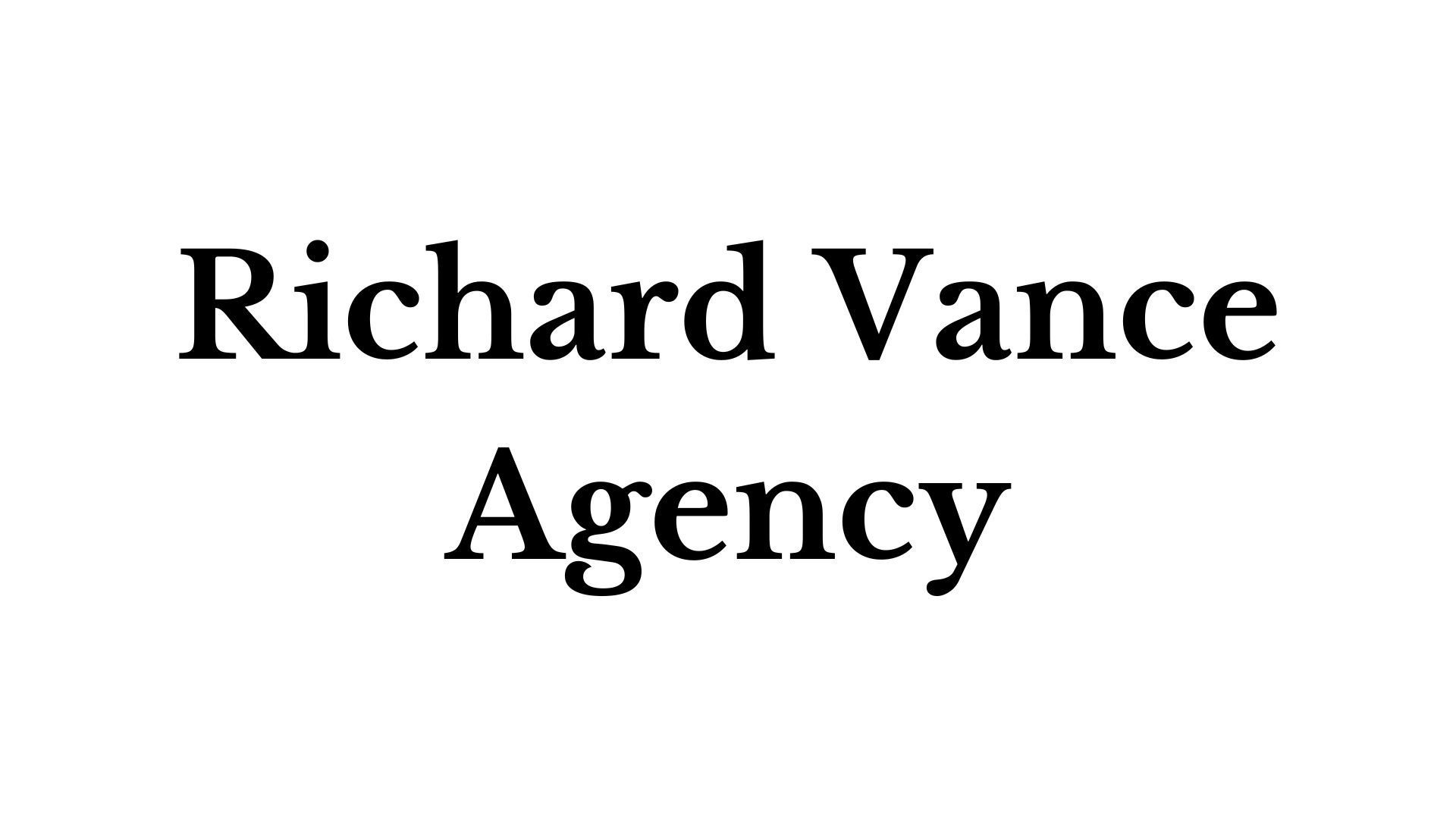 The logo for richard vance agency is black and white.