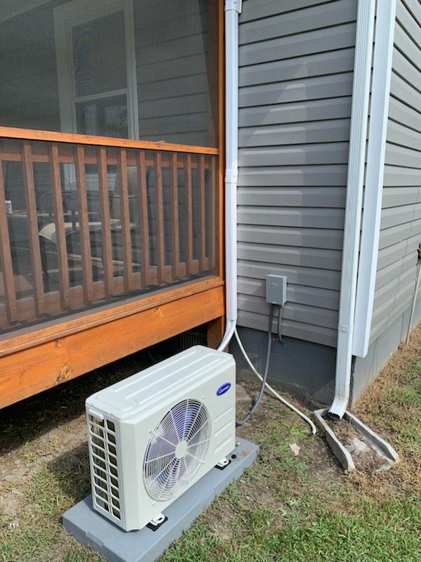 An HVAC Unit Outside Of A House — Emporia, VA — Sunrise Heating & Air Conditioning