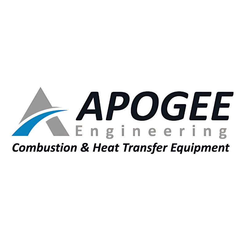 The logo for apogee engineering combustion and heat transfer equipment.