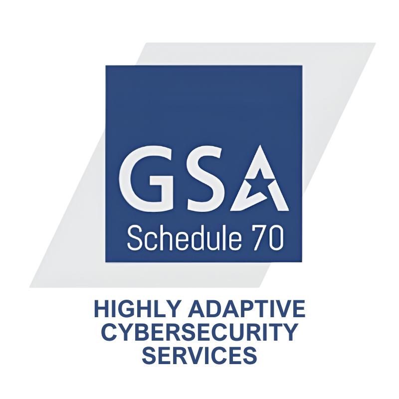 A logo for gsa schedule 70 highly adaptive cybersecurity services