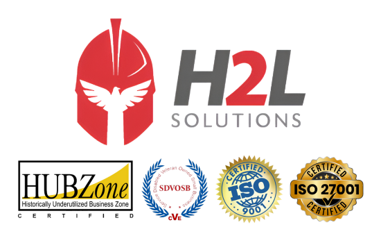 The logo for h2l solutions has a bird on it