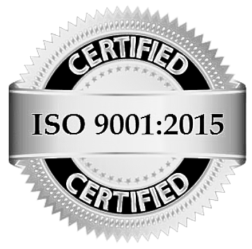 A seal that says certified iso 9001 on it