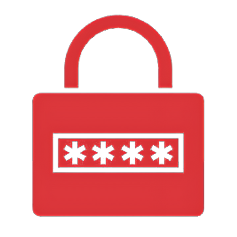 A red padlock with white asterisks on it