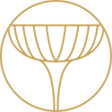 Gouden gestileerde lotusbloem in een cirkel.