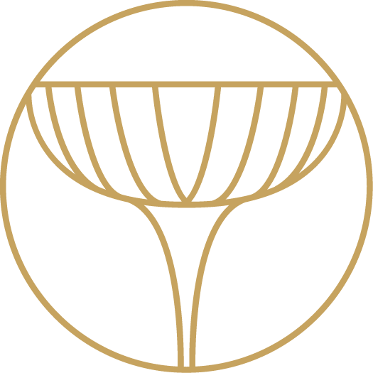 Gouden gestileerde lotusbloem in een cirkel.