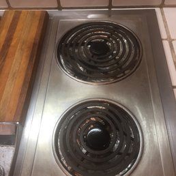 A two-burner electric stovetop with circular heating elements set into a stainless steel base.