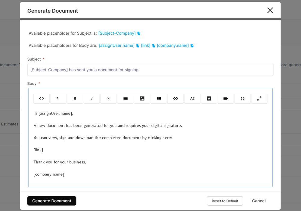 A computer screen shows a screenshot of a document being generated.