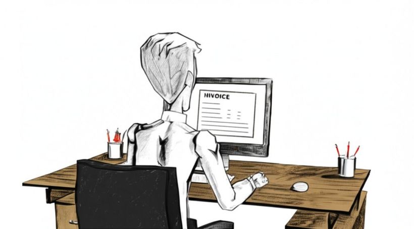 A man is sitting at a desk in front of a computer.