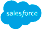 A blue cloud with the word salesforce written inside of it.