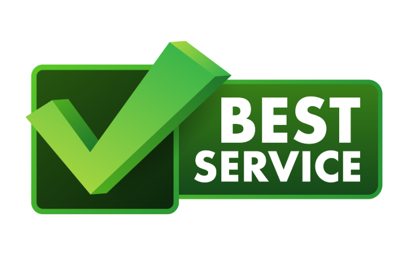 A green check mark with the words `` best service '' written on it.