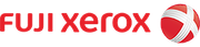 A red and white logo for fuji xerox