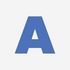 A blue letter a with a triangle in the middle on a white background.