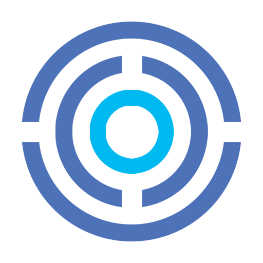 A blue and white target with a blue circle in the middle.