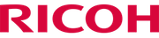 The word ricoh is written in red on a white background.