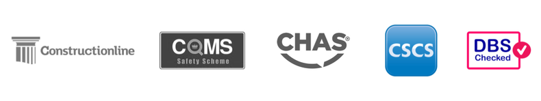 A row of logos including coms chas and dbs