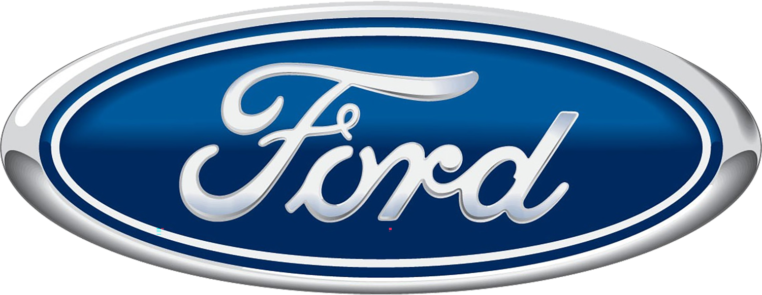 A blue and silver Ford logo on a white background.