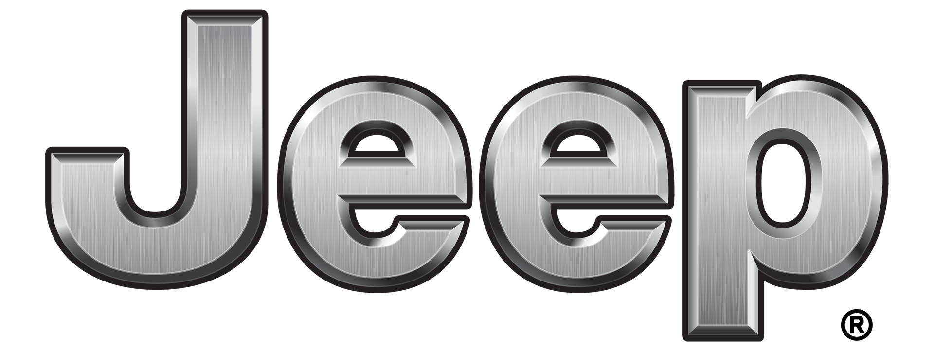 A silver jeep logo on a white background.