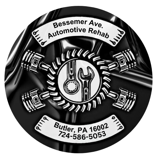 A black and white logo for bessemer ave. automotive rehab