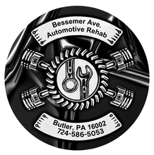 A black and white logo for bessemer ave. automotive rehab