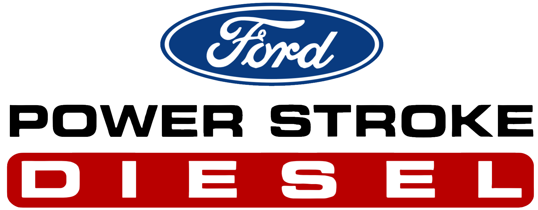 The logo for Ford power stroke diesel is shown on a white background.