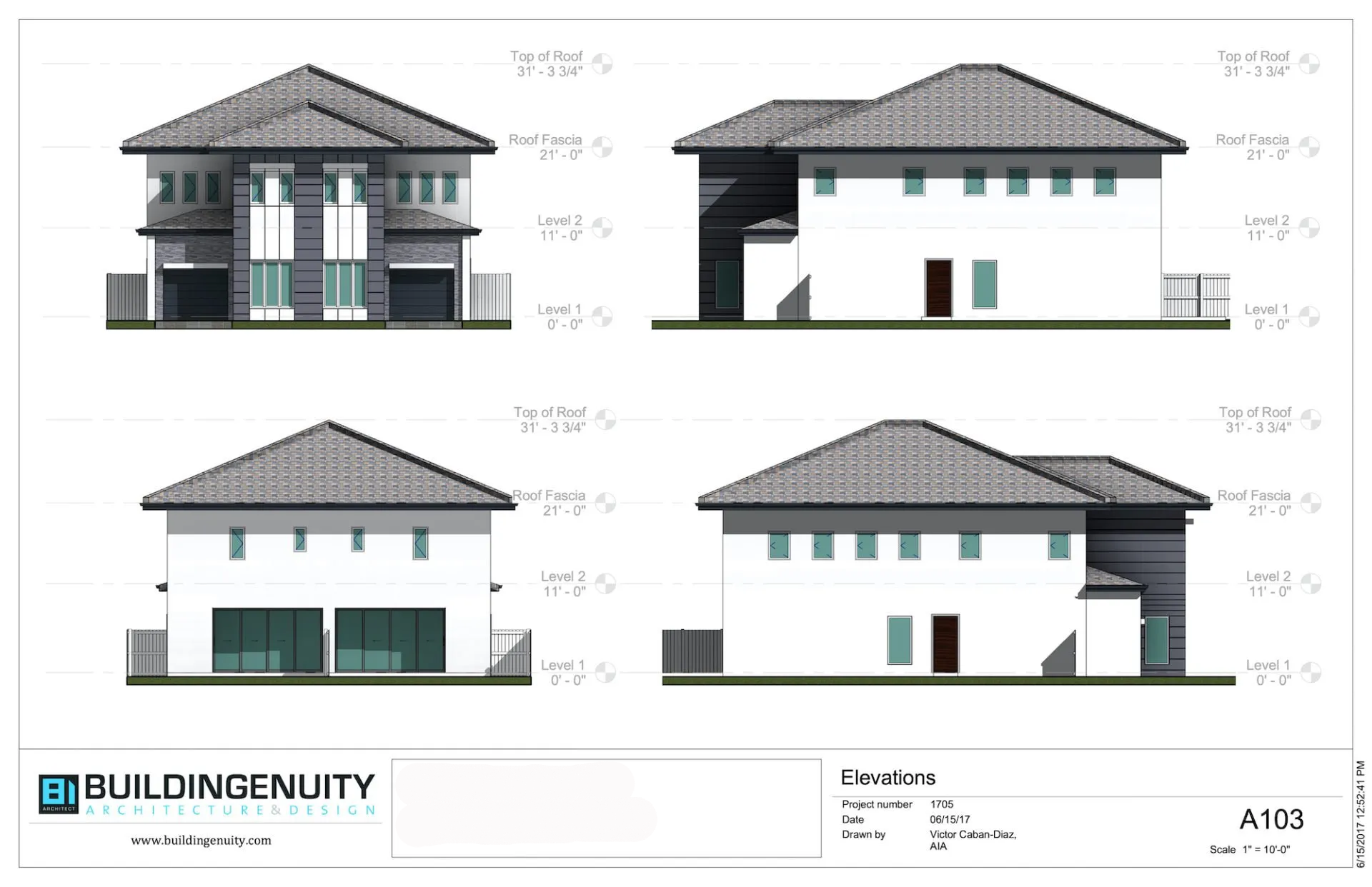 a drawing of a house with a gray roof