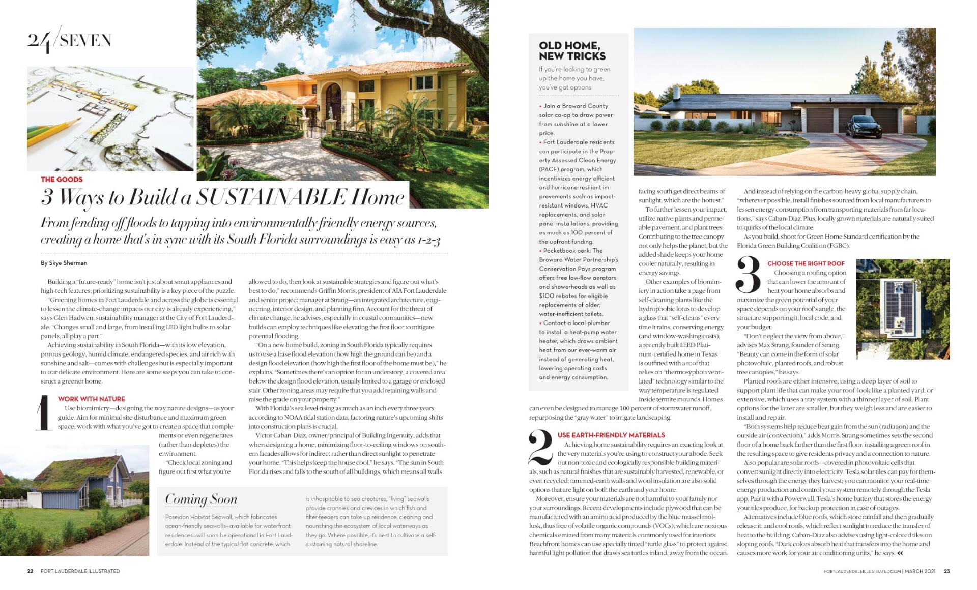 a magazine is open to a page with a picture of a house on it .