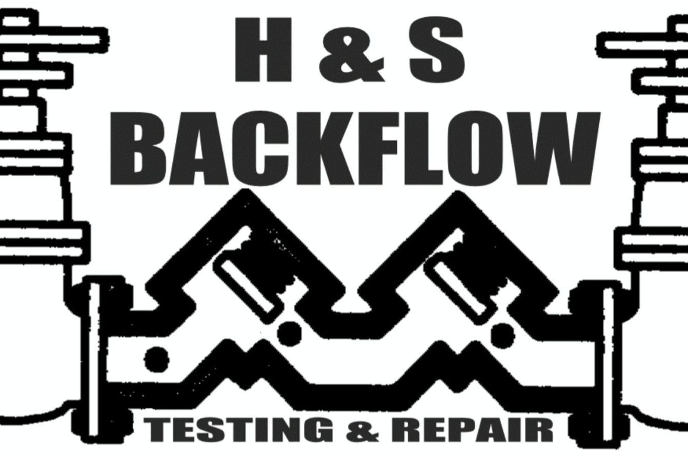 The logo for backflow testing and repair llc has a green arrow pointing to the right.