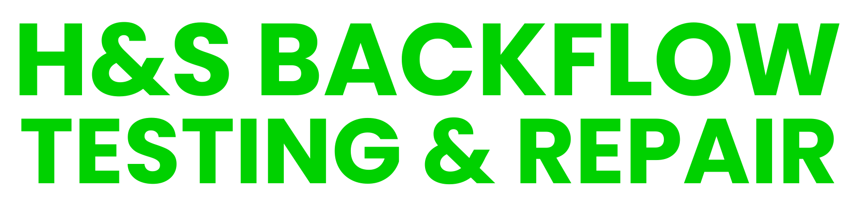 The logo for backflow testing and repair llc has a green arrow pointing to the right.