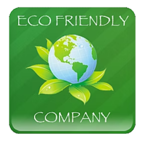 An eco friendly company logo with a globe and green leaves