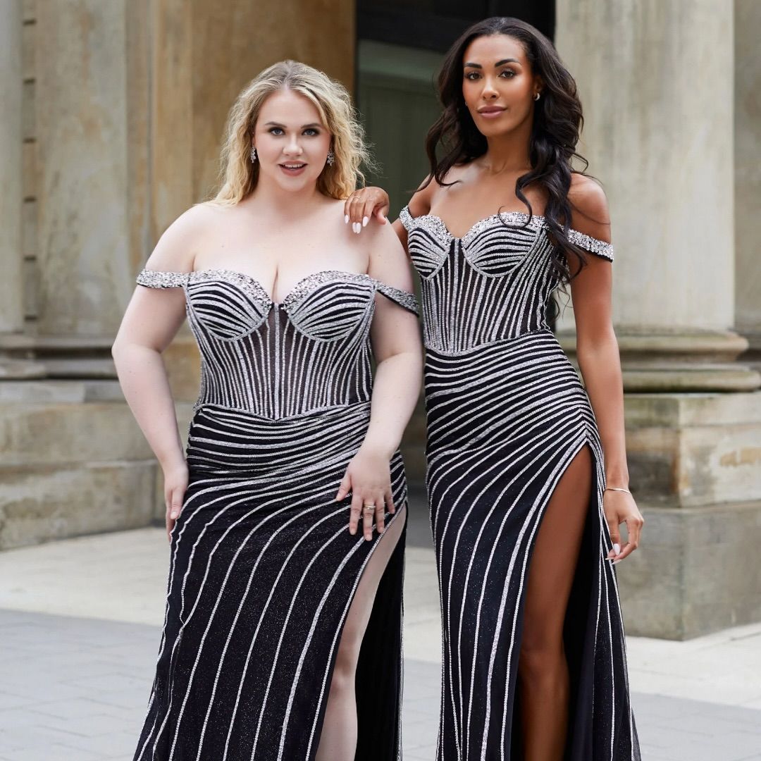 vestito nero con dettagli brillantinati