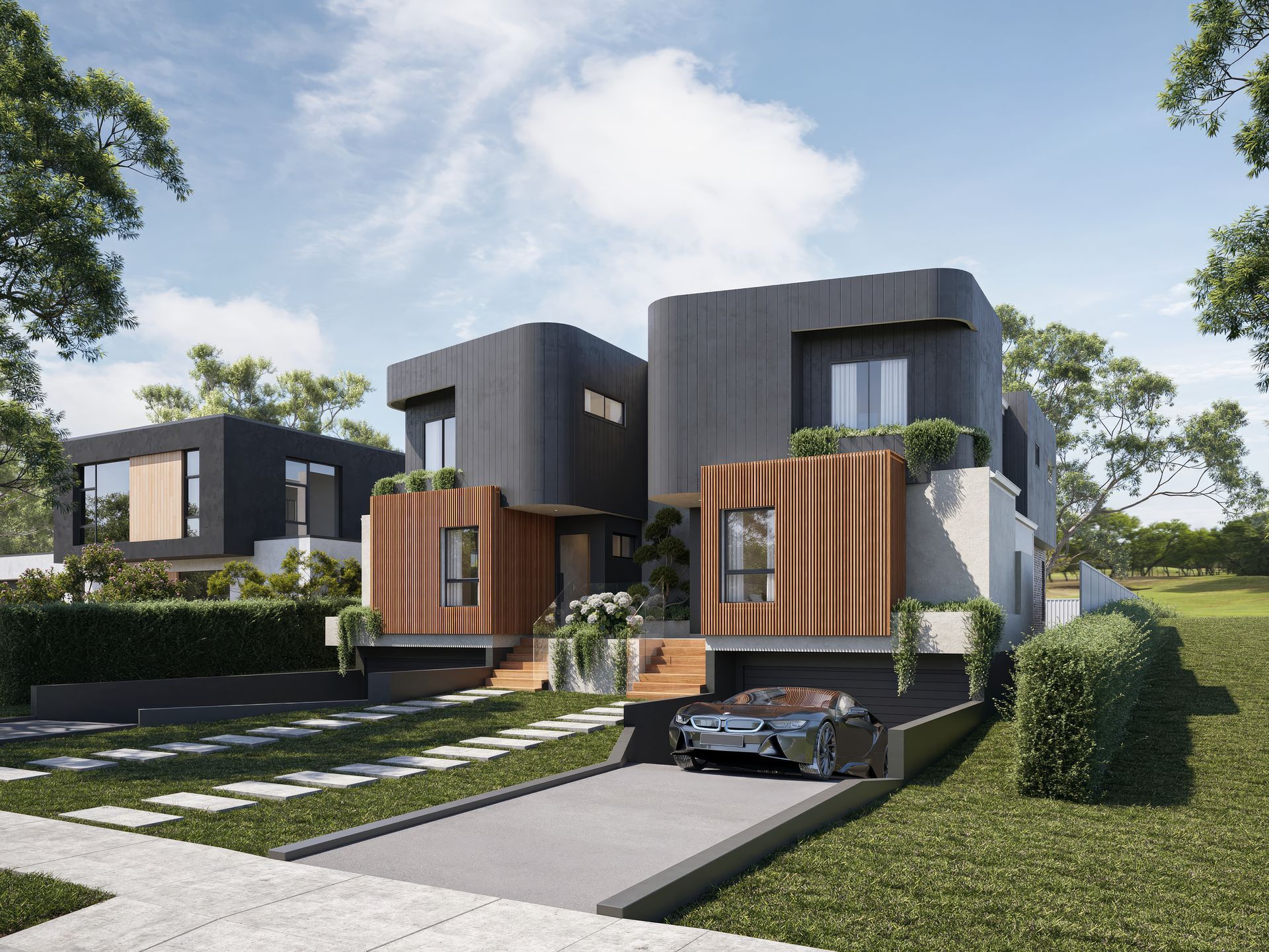 Modern Two-story House With Wood Accents and a Clean Design, Set in a Green, Tree-lined Area — Gracia Building Design In Kiama, NSW