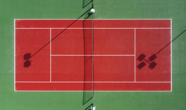 Aerial view of an asphalt tennis court — Pine State Asphalt — Windham, ME