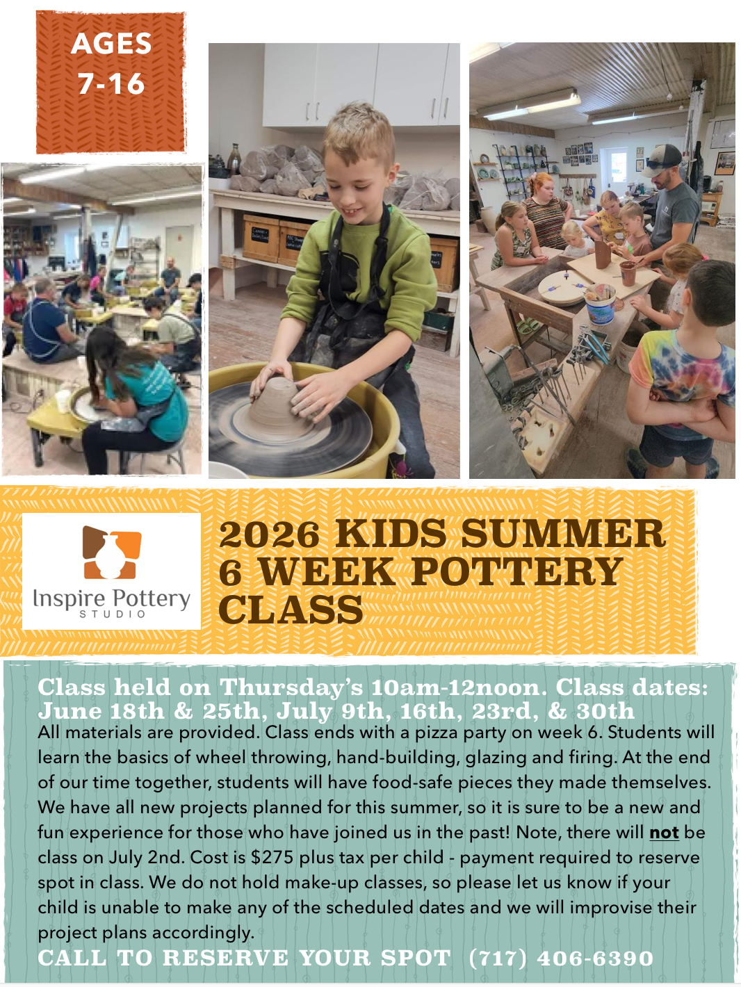 Hobbit House mug workshop advertisement with mugs and text.