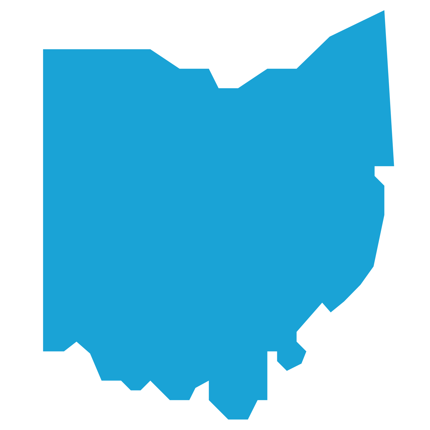 Blue outline of the state of Ohio.