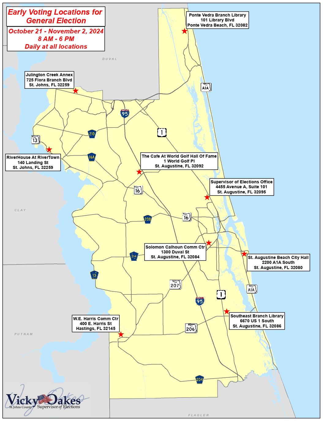 A map of the state of florida with roads and cities.