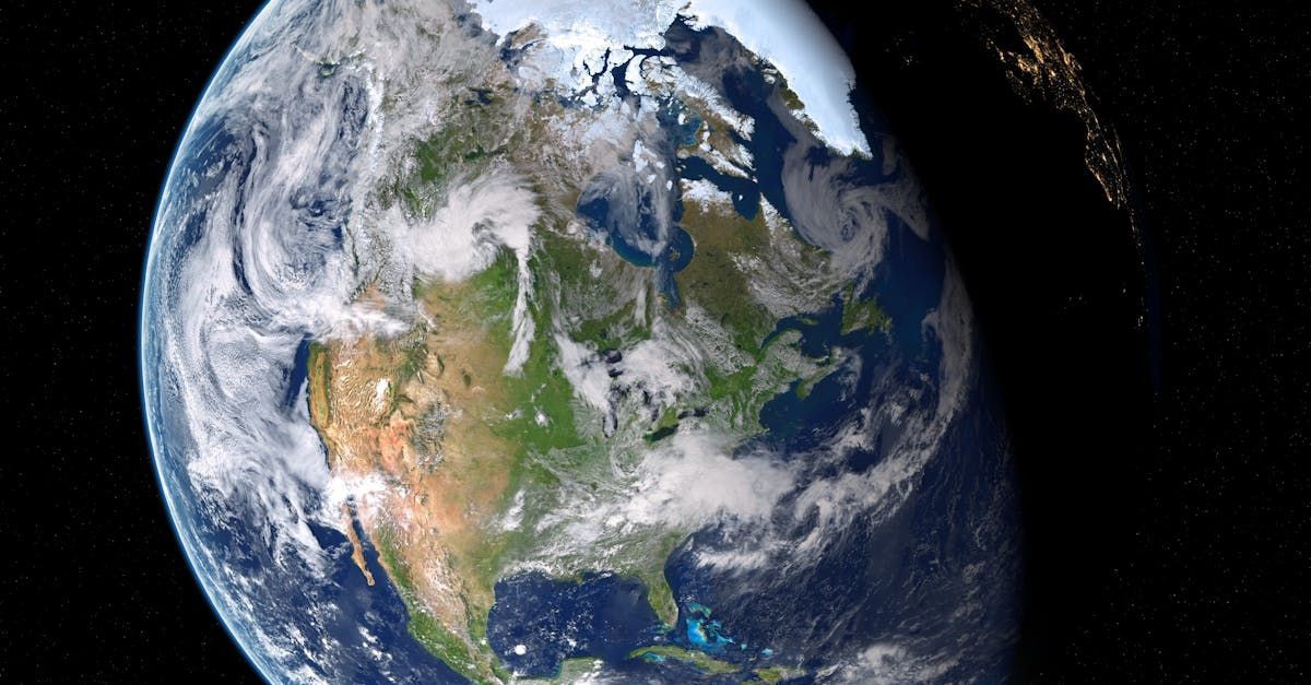 A picture of the earth from space showing north america