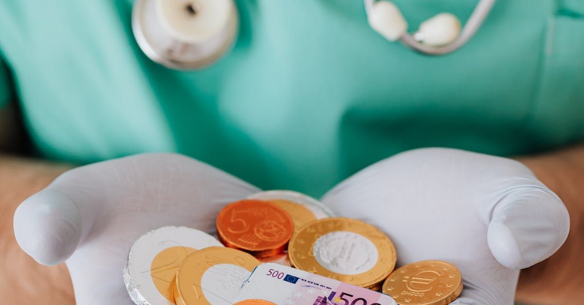 A nurse is holding a bowl of coins in her hands.