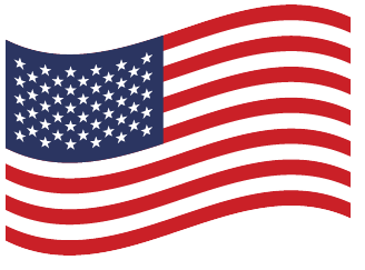 An american flag is waving in the wind on a white background