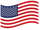 An american flag is waving in the wind on a white background