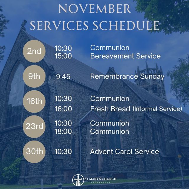 A september schedule with a picture of a church in the background