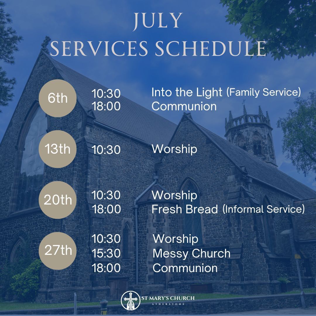 A september schedule with a picture of a church in the background
