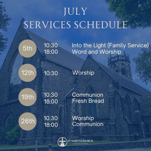 A september schedule with a picture of a church in the background