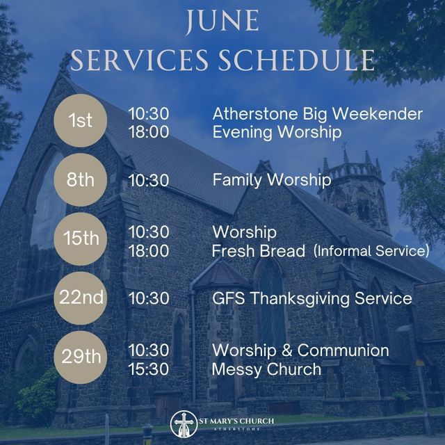 A september schedule with a picture of a church in the background