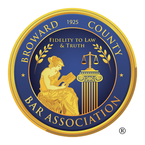 The logo for the broward county bar association