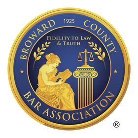 The logo for the broward county bar association