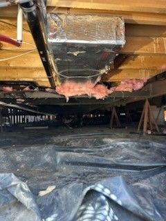 Trailer repair and , installed insulation and belly paper before photo