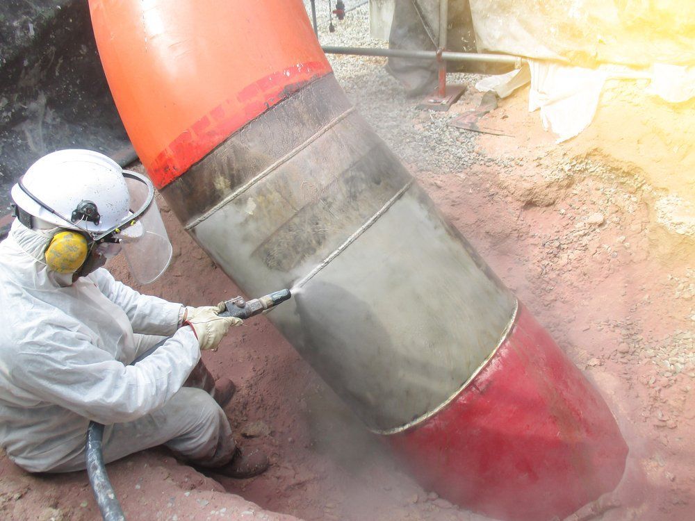 A Man in A Protective Suit Is Cleaning a Large Pipe — Mayric Engineering in Wingham, NSW